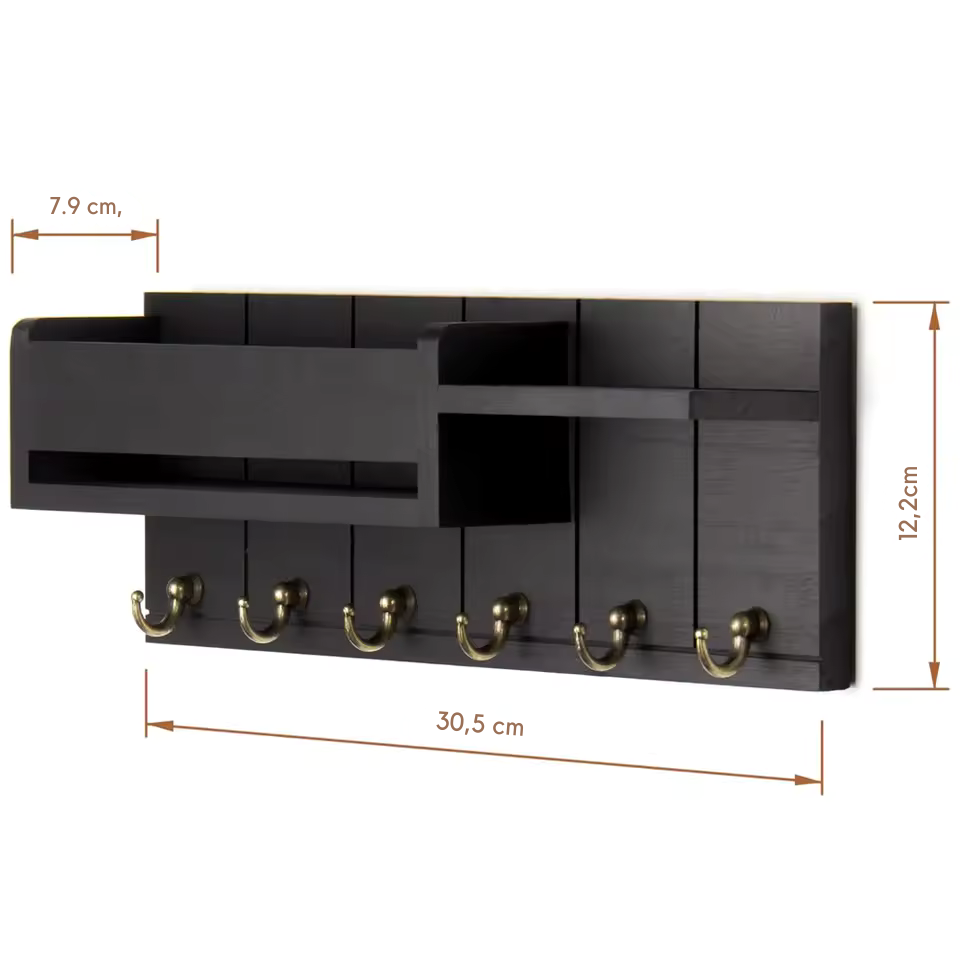 Mensola Portachiavi da Parete con Ripiano Multiuso